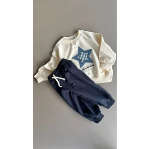 Sweatshirt Takım 1-7 Yaş Ekru Lacivert
