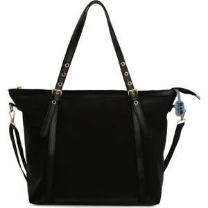 Siyah Kemer Detaylı Saten Tote Çanta