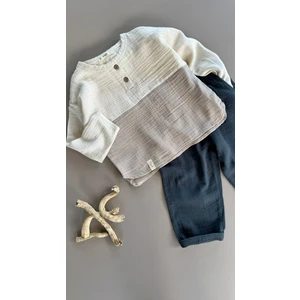 Organik Bohem Garnili Müslin Mevsimlik Takım 2-8 Yaş Naturel