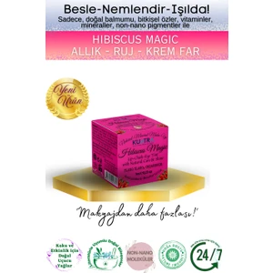 Hibiscus Magic Doğal Içerikli Çok Amaçlı Allık, Ruj, Göz Farı (Makyaj Beraberinde Çok Değerli Besleyici Cilt Bakımı)