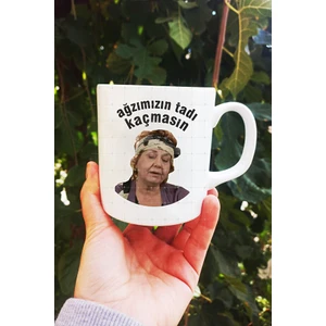 Ağzımızın Tadı Kaçmasın Hayriye Yaprak Dökümü Baskılı Porselen Kupa Bardak