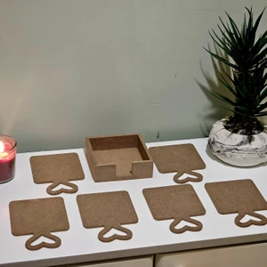 Tekir Store Ahşap 6 Lı Bardak Altlığı Dekoratif Ham Boyanabilir Hobi Boyamalık