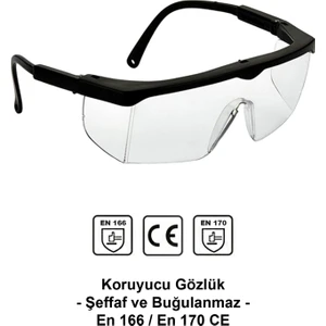 Koruyucu Gözlük - Şeffaf ve Buğulanmaz - En 166 / En 170 Ce