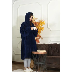 Enjoy Tv Battaniyesi Wellsoft Kapüşonlu Giyilebilir Unisex Over Size (80X110 Cm) Lacivert