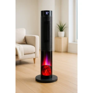 Alev Efektli Kule Tipi Fanlı Seramik Isıtıcı Uzaktan Kumandalı Şömine Efektli Ptc Isıtıcı