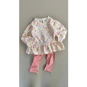 Desenli Uzun Kollu T-Shırt Takım 1-8 Yaş Ekru