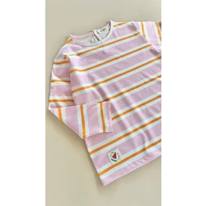 Çizgili Uzun Kollu T-Shırt 2-8 Yaş Pudra Turuncu Çizgili