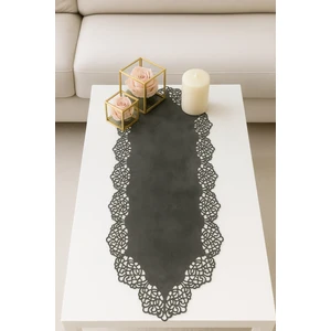 Ergüven Home Koyu Gri Süet Kumaş Runner Sehpa Boyu 40X100 Cm