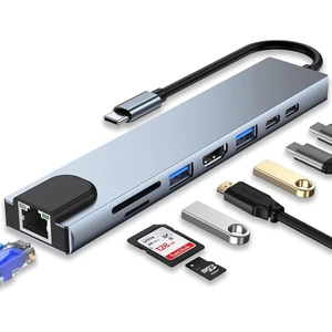 Macbook Pro Air USB Type-C Hub Dönüştürücü Çevirici Çoklayıcı USB Hdmı Micro Sd 8 Girişli Çevirici