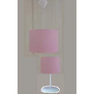 Pembe Kumaş Kaplama 2.li Set M-469 Yatak Odası Genç ve Çocuk Odası Avize ve Abajur Seti