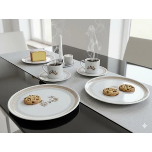 Pink Flower Porselen Pasta Kahve Servis Sunum Seti 2 Kişilik **YENİ ÜRÜN**