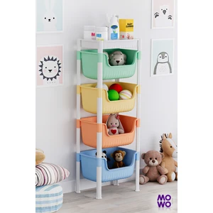 Mowo Home 4 Katlı Oyuncak Dolabı, Oyuncak Organizeri, Sepetli Çocuk ve Bebek Odası Düzenleyici Raf, Bebek odası dolabı, Oyuncak Rafı,