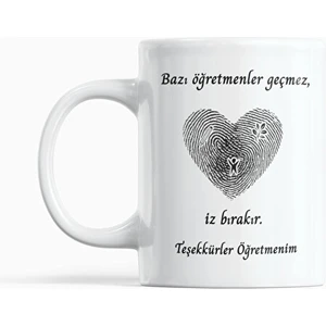 Sartre Art "bazı Öğretmenler Geçmez Iz Bırakır "parmak Izi Kalpli Öğretmenler Günü Hediyelik Kupa Bardak