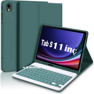 M.TK Moveteck Samsung Galaxy Tab S11 11INÇ 2025 Uyumlu Tablet Klavyeli Kılıf Kablosuz Bluetooth Akıllı Kalem Bölmeli Tükçe Q Klavyeli Tablet Kılıfı  SM-X736 SM-X730