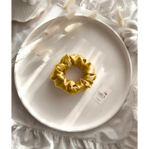 Çocuk Saten Toka - Altın Tozu – Tekli Lüks Lastik Model Scrunchie
