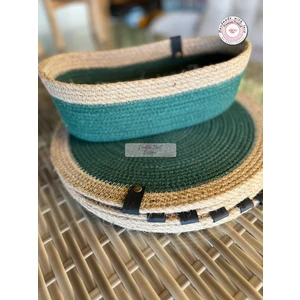 Double Knot Design 7 Prç Amerikan Servis Seti Supla Hediyelik Hasır Jüt Tress Yemek Masası Davet