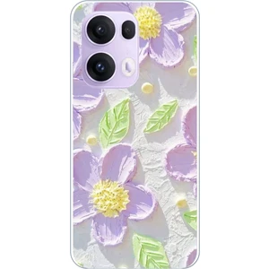 Oppo Reno 13 Pro Uyumlu Mor Papatyalar Sulu Boya Baskılı Silikon Kılıf