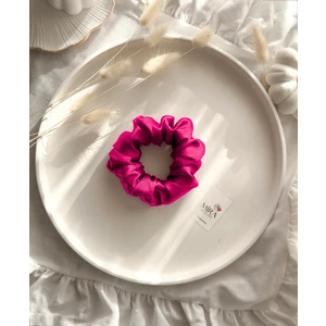 Mira Atelier Çocuk Saten Toka - Büyülü Fuşya – Tekli Lüks Lastik Model Scrunchie