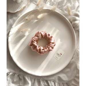 Çocuk Saten Toka - Bronz Pudra – Tekli Lüks Lastik Model Scrunchie