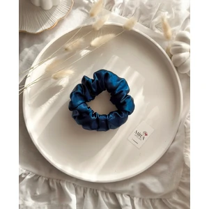Çocuk Saten Toka - Derin Mavi – Tekli Lüks Lastik Model Scrunchie