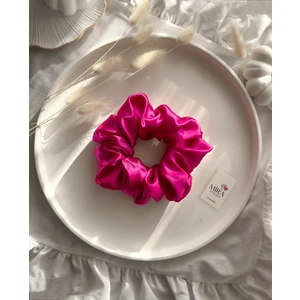 Kadın Saten Toka - Büyülü Fuşya – Tekli Lüks Lastik Model Scrunchie