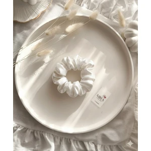 Mira Atelier Çocuk Saten Toka - Beyaz İnci – Tekli Lüks Lastik Model Scrunchie