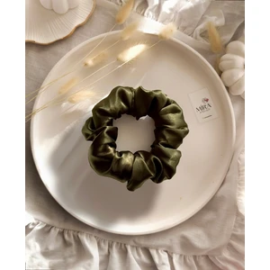 Kadın Saten Toka - Haki Esintisi – Tekli Lüks Lastik Model Scrunchie