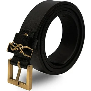 Kadın Siyah Hakiki Deri Kemer Eskitme Gold Tokalı