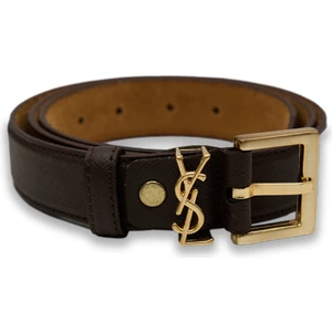 Kahverengi Kadın Parlak Gold Tokalı Deri Kemer