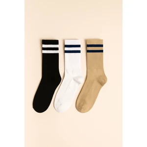 Katia & Bony Unisex Çizgi Desenli Soket Çorap Kahverengi Mix