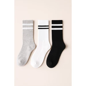 Katia & Bony Unisex Çizgi Desenli Soket Çorap Gri Mix