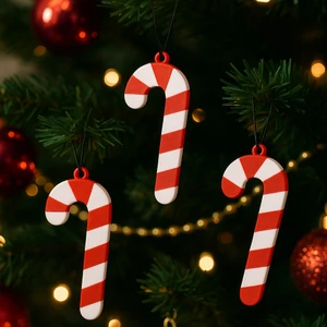 ArtPera 3D ARTPERA3D 3'lü Baston Şeker Yılbaşı Ağacı Süsü 5 cm – Kırmızı Beyaz Çam Ağacı Süsü