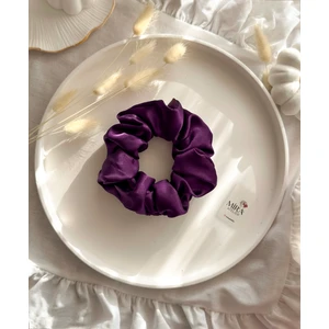 Kadın Saten Toka - Mor Tutku – Tekli Lüks Lastik Model Scrunchie