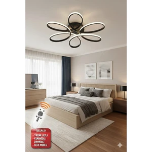 St Aydınlatma Luxor Oturma Odası Salon Yatak Odası için Siyah Kasa 60 cm Kumandalı 3 Renk Kumandalı LED Avize