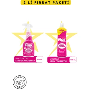 The Pink Stuff Mucizevi Oxi Leke Çıkarıcı Sprey 500 ml + Mucizevi Krem 500 ml