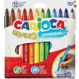 Bravo 12'li Süper Yıkanabilir Keçeli Boya Kalemi Renkli Kalın Uçlu Set