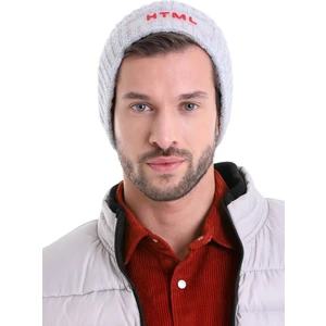 Açık Gri Pamuklu Düz Örgü Bere