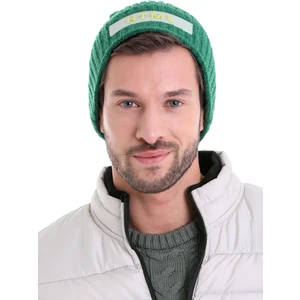 Yeşil Pamuklu Düz Örgü Bere