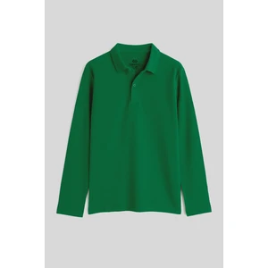Tommy Life Yeşil Polo Yaka Basic Uzun Kollu Unisex Çocuk T-Shirt - 11170