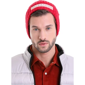 Kırmızı Pamuklu Düz Örgü Bere