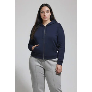Relax Fit Kapüşonlu Cepli Basic Düz Fermuarlı Sweatshirt C1809AX24WN