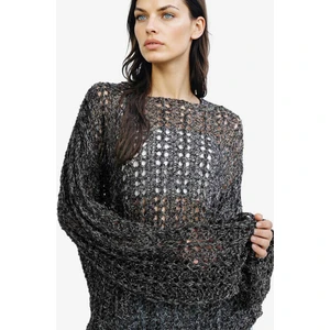 Oversize Geniş Kalıp Kayık Yaka Kroşe Kazak F9044AX25AU