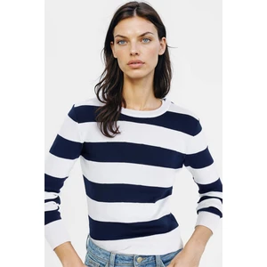 Regular Fit Bisiklet Yaka Çizgili Triko Kazak W0052AZ24AU