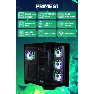 Game Garaj Prime S1 Amd Ryzen 5 7500F 32GB RAM 1TB SSD RTX5060Ti 16GB Freedos Oyuncu OEM Paket