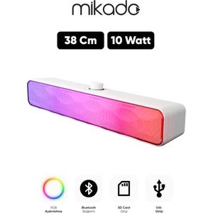 MD-SBT31 Beyaz 5W*2 1200MAH Bt,rgb,tf Card,type-C ,usb Soundbar Speaker
