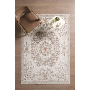 Frezia Floral Bambu Polyester Oturma Odası Salon Mutfak Halısı Eskitme Çiçekli Vintage Halı