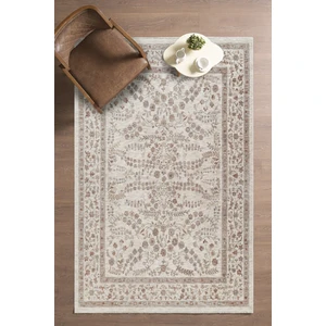 Frezia Floral Bambu Polyester Oturma Odası Salon Mutfak Halısı Eskitme Çiçekli Vintage Halı