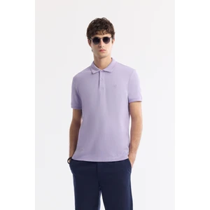 Avva Erkek Lila Kıvrılmaz Polo Yaka %100 Pamuk Basic Regular Fit T-Shirt B001032