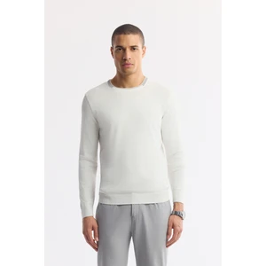 Avva Erkek Ekru Bisiklet Yaka Dokulu Rayon Triko Regular Fit Kazak A51Y5156