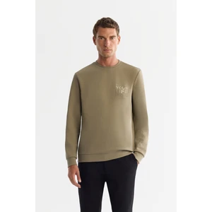 Avva Erkek Vizon Bisiklet Yaka Pamuklu Baskılı Elastan Regular Fit Sweatshirt A42Y1206
